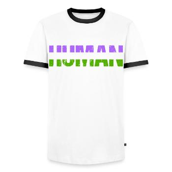 Queer Human Pride Month LGBT LGBTQ - Men's Ringer Shirt - white/black - Front - AI Model Female 172 light (172cm) & AI Model Male 178 dark (178cm)