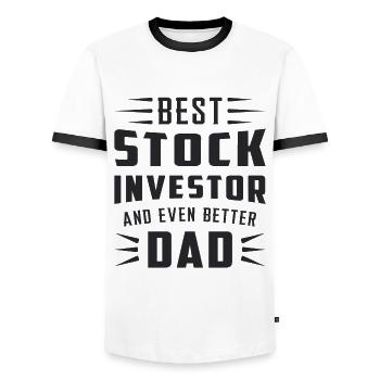 Actions Marché boursier Trader négociation idée de cadeau - T-shirt contrasté Homme - blanc/noir - Devant - AI Model Female 172 light (172cm) & AI Model Male 178 dark (178cm)