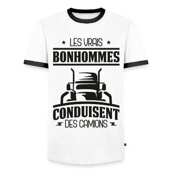 Routier Camionneur Conducteur Camion Humour Cadeau - Männer Kontrast-T-Shirt - Weiß/Schwarz - Vorne - AI Model Female 172 light (172cm) & AI Model Male 178 dark (178cm)