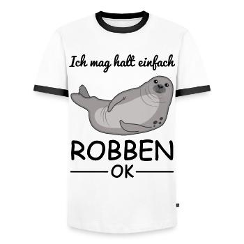 Robbe Seehund Seelöwe Tierliebhaber Cooler Spruch - Männer Kontrast-T-Shirt - Weiß/Schwarz - Vorne - AI Model Female 172 light (172cm) & AI Model Male 178 dark (178cm)