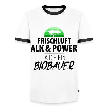 Bio Biobauer Grün Landwirt Bauer Landwirtschaft - Männer Kontrast-T-Shirt - Weiß/Schwarz - Vorne - AI Model Female 172 light (172cm) & AI Model Male 178 dark (178cm)