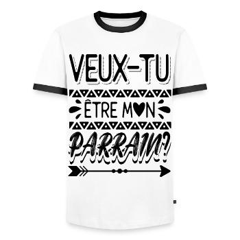 Veux Tu Etre Mon Parrain - T-shirt contrasté Homme - blanc/noir - Devant - AI Model Female 172 light (172cm) & AI Model Male 178 dark (178cm)