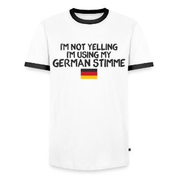 I’m Not Yelling German Vote Allemand Américain - T-shirt contrasté Homme - blanc/noir - Devant - AI Model Female 172 light (172cm) & AI Model Male 178 dark (178cm)