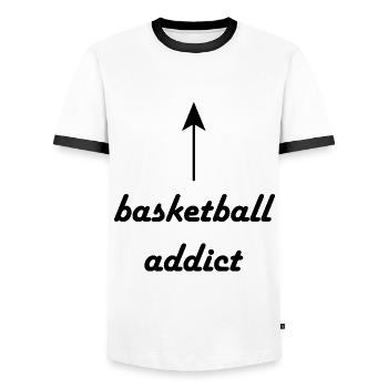 Basketball Player Basketball Basketball Player - Men's Ringer Shirt - white/black - Front - AI Model Female 172 light (172cm) & AI Model Male 178 dark (178cm)