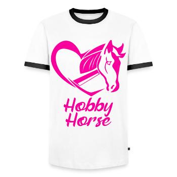 Cheval de bataille Coeur Hobbyhorse Hobby Horse - T-shirt contrasté Homme - blanc/noir - Devant - AI Model Female 172 light (172cm) & AI Model Male 178 dark (178cm)