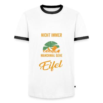 Eifel Berge Wald Wandern Eifler - Männer Kontrast-T-Shirt - Weiß/Schwarz - Vorne - AI Model Female 172 light (172cm) & AI Model Male 178 dark (178cm)