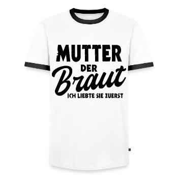 Mutter der Braut Hochzeit Mama Trauzeuge Heirat - Männer Kontrast-T-Shirt - Weiß/Schwarz - Vorne - AI Model Female 172 light (172cm) & AI Model Male 178 dark (178cm)