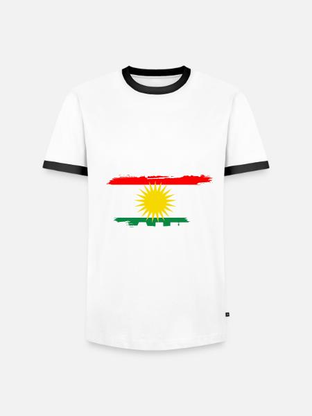 Kurde Kurden Kurdistan Kurdische Flagge - Männer Kontrast-T-Shirt - Weiß/Schwarz