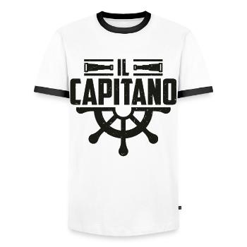 Il capitano dell_ancora nave barca a vela regalo - Männer Kontrast-T-Shirt - Weiß/Schwarz - Vorne - AI Model Female 172 light (172cm) & AI Model Male 178 dark (178cm)