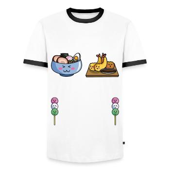 Japon Anime Drôle de sort Riz Ramen Cadeau - T-shirt contrasté Homme - blanc/noir - Devant - AI Model Female 172 light (172cm) & AI Model Male 178 dark (178cm)