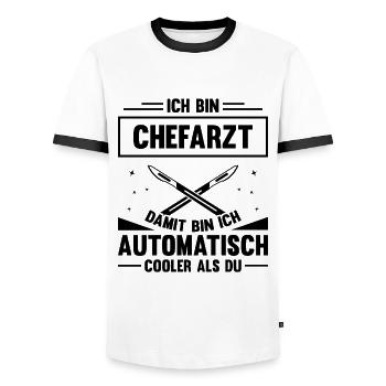 Ich Bin Chefarzt Damit Bin Ich Automatisch Cooler - Männer Kontrast-T-Shirt - Weiß/Schwarz - Vorne - AI Model Female 172 light (172cm) & AI Model Male 178 dark (178cm)