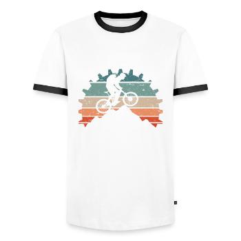 Fahrrad Gegenwind formt den Charakter - Männer Kontrast-T-Shirt - Weiß/Schwarz - Vorne - AI Model Female 172 light (172cm) & AI Model Male 178 dark (178cm)