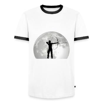 Arc-en-ciel Lune Flèche et arc - T-shirt contrasté Homme - blanc/noir - Devant - AI Model Female 172 light (172cm) & AI Model Male 178 dark (178cm)