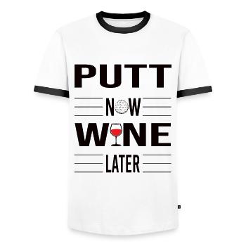 Lustiger Golf und Wein Spruch Geschenkidee Golfer - Männer Kontrast-T-Shirt - Weiß/Schwarz - Vorne - AI Model Female 172 light (172cm) & AI Model Male 178 dark (178cm)