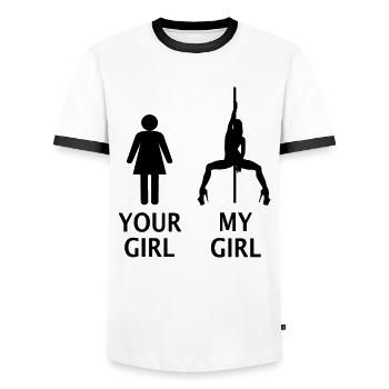 Pole dance Your Girl My Girl Poledance Danse de bâton - T-shirt contrasté Homme - blanc/noir - Devant - AI Model Female 172 light (172cm) & AI Model Male 178 dark (178cm)