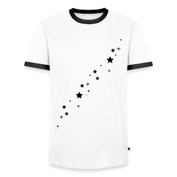 Schwarze Sterne Sternschnuppe - Männer Kontrast-T-Shirt - Weiß/Schwarz - Vorne - AI Model Female 172 light (172cm) & AI Model Male 178 dark (178cm)