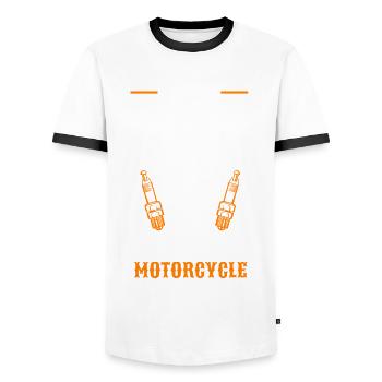 Never Underestimate An Old Man On A Motorcycle - Men's Ringer Shirt - white/black - Front - AI Model Female 172 light (172cm) & AI Model Male 178 dark (178cm)