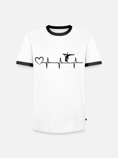 Pole Dance Heartbeat Heart Pole Dancing Silhouette - Men's Ringer Shirt - white/black