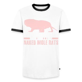 Naked Mole Rats Nacktmull - Männer Kontrast-T-Shirt - Weiß/Schwarz - Vorne - AI Model Female 172 light (172cm) & AI Model Male 178 dark (178cm)