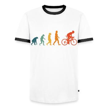 Fahrrad Evolution Retro Fahrradtour Radsportler - Männer Kontrast-T-Shirt - Weiß/Schwarz - Vorne - AI Model Female 172 light (172cm) & AI Model Male 178 dark (178cm)