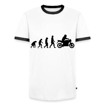 Motorradfahrer Evolution Motorrad Biker - Männer Kontrast-T-Shirt - Weiß/Schwarz - Vorne - AI Model Female 172 light (172cm) & AI Model Male 178 dark (178cm)