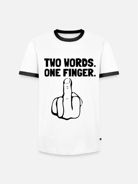 Langfinger to ord en finger fuck dig humor - Herre kontrast-T-shirt - hvid/sort