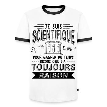 Scientifique Humour Science - T-shirt contrasté Homme - blanc/noir - Devant - AI Model Female 172 light (172cm) & AI Model Male 178 dark (178cm)