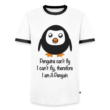 Pinguin Geschenk - Männer Kontrast-T-Shirt - Weiß/Schwarz - Vorne - AI Model Female 172 light (172cm) & AI Model Male 178 dark (178cm)