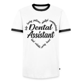 Dental Assistant Heart Word Cloud - T-shirt contrasté Homme - blanc/noir - Devant - AI Model Female 172 light (172cm) & AI Model Male 178 dark (178cm)