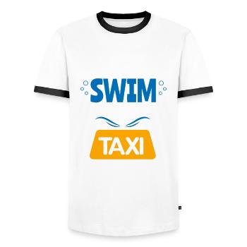 Schwimmen Mama Papa Schwimmer Taxifahrer Geschenk - Männer Kontrast-T-Shirt - Weiß/Schwarz - Vorne - AI Model Female 172 light (172cm) & AI Model Male 178 dark (178cm)