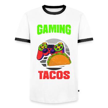 Gaming Gaming And Tacos - Men's Ringer Shirt - white/black - Front - AI Model Female 172 light (172cm) & AI Model Male 178 dark (178cm)