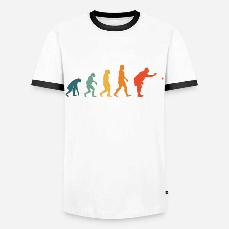 Boccia Evolution Retro Boule Petanque - Men's Ringer Shirt - white/black