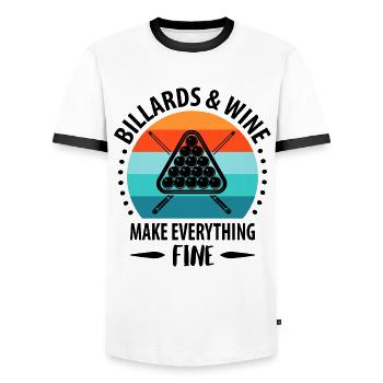 Pool Billiards Queue Billiards Player Retro Vintage - Men's Ringer Shirt - white/black - Front - AI Model Female 172 light (172cm) & AI Model Male 178 dark (178cm)