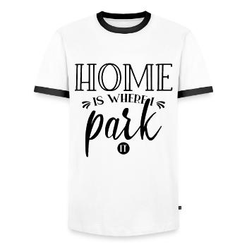 Camping-car - T-shirt contrasté Homme - blanc/noir - Devant - AI Model Female 172 light (172cm) & AI Model Male 178 dark (178cm)