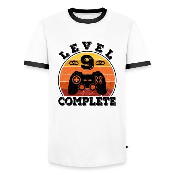 9th Wedding Anniversary 9 Years Marriage Ceramic Wedding Gamer - Men's Ringer Shirt - white/black - Front - AI Model Female 172 light (172cm) & AI Model Male 178 dark (178cm)
