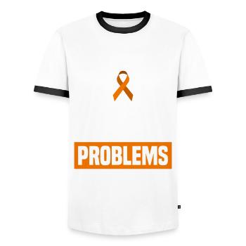 Patient RSD CRPS Gift - Men's Ringer Shirt - white/black - Front - AI Model Female 172 light (172cm) & AI Model Male 178 dark (178cm)