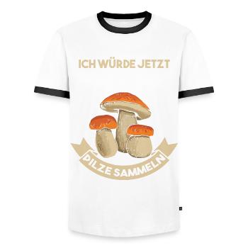 Pilzsammler Pilze Sammeln - Männer Kontrast-T-Shirt - Weiß/Schwarz - Vorne - AI Model Female 172 light (172cm) & AI Model Male 178 dark (178cm)