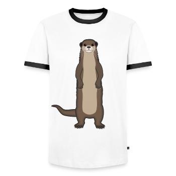 Loutre Loutre Drôle de martre d’eau - T-shirt contrasté Homme - blanc/noir - Devant - AI Model Female 172 light (172cm) & AI Model Male 178 dark (178cm)