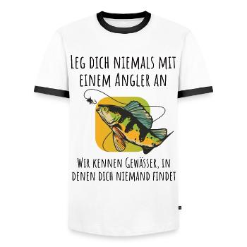 Das Leben ist besser mit Angeln - Angler - Männer Kontrast-T-Shirt - Weiß/Schwarz - Vorne - AI Model Female 172 light (172cm) & AI Model Male 178 dark (178cm)