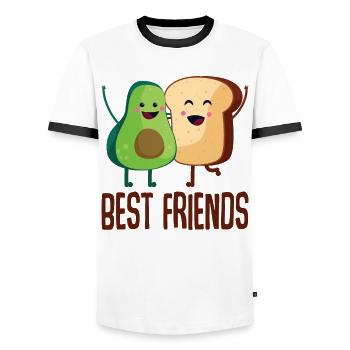 Avocado Toast / Best Friends - Men's Ringer Shirt - white/black - Front - AI Model Female 172 light (172cm) & AI Model Male 178 dark (178cm)