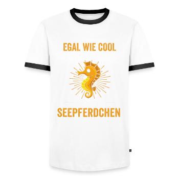 Seepferdchen bestanden - Männer Kontrast-T-Shirt - Weiß/Schwarz - Vorne - AI Model Female 172 light (172cm) & AI Model Male 178 dark (178cm)