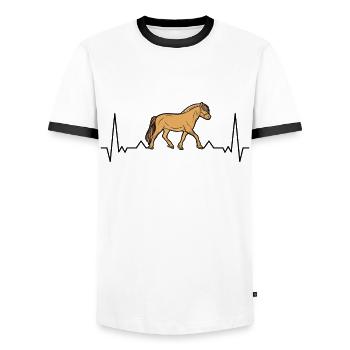 Fjord Horse Heartbeat Norwegian Horse Fjord Horse - Men's Ringer Shirt - white/black - Front - AI Model Female 172 light (172cm) & AI Model Male 178 dark (178cm)