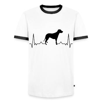 Brandlbracke Herzschlag Bracke chien de chasse - T-shirt contrasté Homme - blanc/noir - Devant - AI Model Female 172 light (172cm) & AI Model Male 178 dark (178cm)