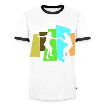Boogie Woogie Swing Danse rétro - T-shirt contrasté Homme - blanc/noir - Devant - AI Model Female 172 light (172cm) & AI Model Male 178 dark (178cm)