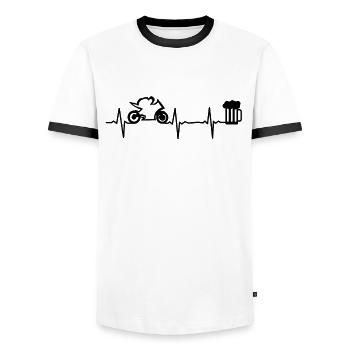 Moto moto de course Pouls de bière Chope De la bière Dirtbike - T-shirt contrasté Homme - blanc/noir - Devant - AI Model Female 172 light (172cm) & AI Model Male 178 dark (178cm)