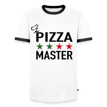 Pizza Master Pizza Chefkoch Italienische Pizza - Männer Kontrast-T-Shirt - Weiß/Schwarz - Vorne - AI Model Female 172 light (172cm) & AI Model Male 178 dark (178cm)