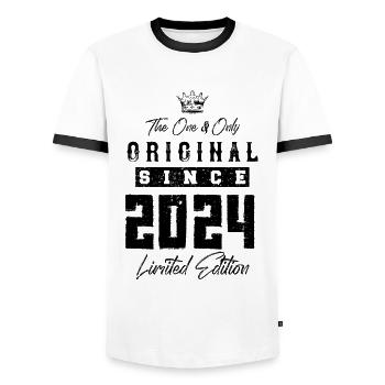 2024 limited edition - T-shirt contrasté Homme - blanc/noir - Devant - AI Model Female 172 light (172cm) & AI Model Male 178 dark (178cm)