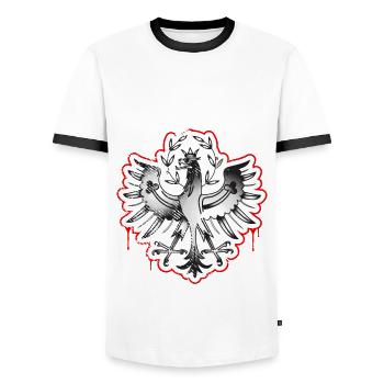 Tirol Wappen Adler Retro Vintage Look - Männer Kontrast-T-Shirt - Weiß/Schwarz - Vorne - AI Model Female 172 light (172cm) & AI Model Male 178 dark (178cm)