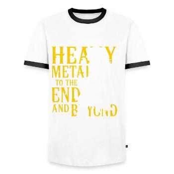 Heavy metal to the end - T-shirt contrasté Homme - blanc/noir - Devant - AI Model Female 172 light (172cm) & AI Model Male 178 dark (178cm)