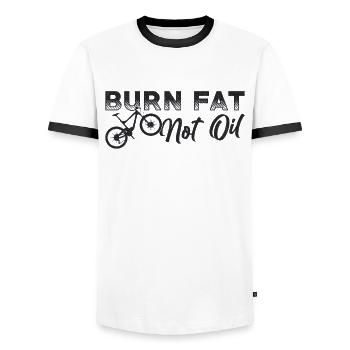 Fatbike Fat Bike Burn Fat Not Oil Gift Idea - Men's Ringer Shirt - white/black - Front - AI Model Female 172 light (172cm) & AI Model Male 178 dark (178cm)